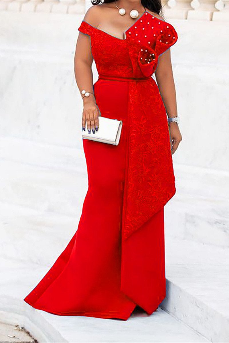 Online-clothing-plus-size-sequin-sexy-solid-pearl-v-neck-evening-dress-maxi-dress