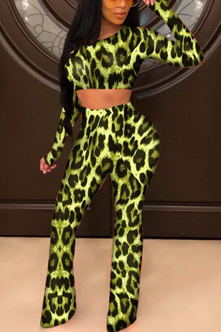 Fashion Leopard Print Two-Piece Suit