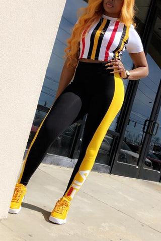 Casual Sports Striped Two-piece