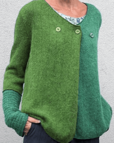 Fashion Casual Patchwork Button Sweater