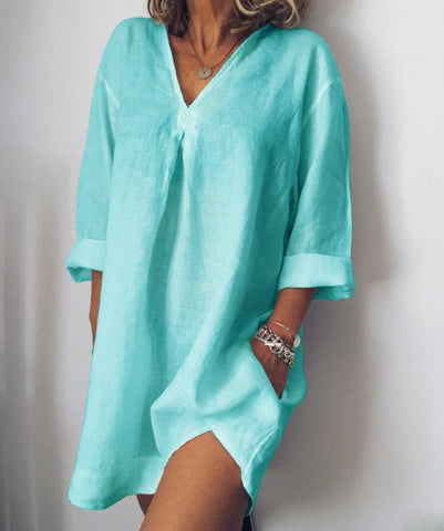 Long Sleeve V Neck Casualdress