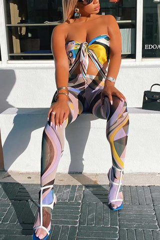 Fashion Abstract Print Footed Tights