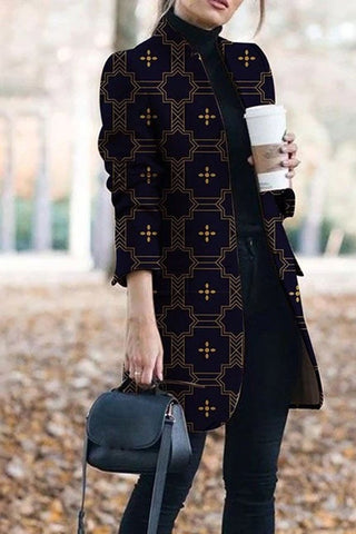 Fashion Autumn Printed Mid Length Coat