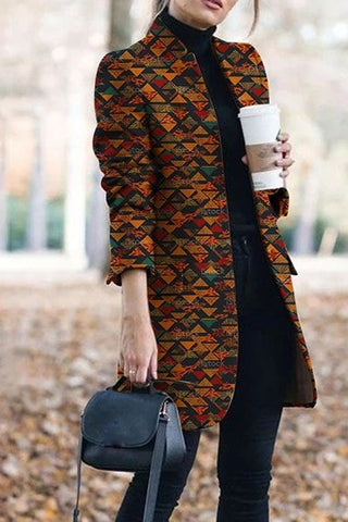 Fashion Autumn Printed Mid Length Coat