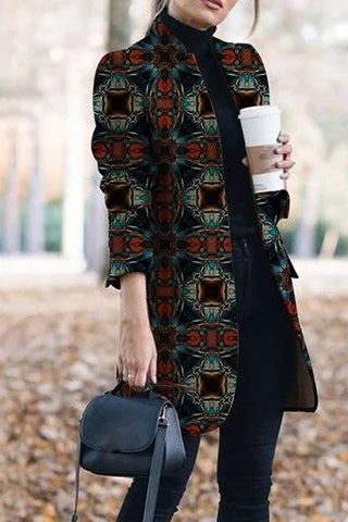 Fashion Autumn Printed Mid Length Coat