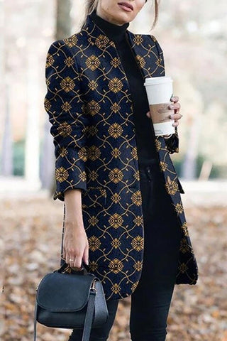 Fashion Autumn Printed Mid Length Coat