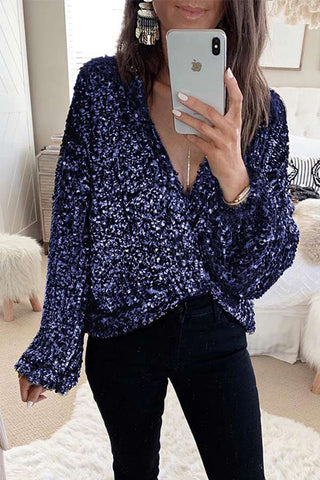 Fashion Autumn Sequin Long Sleeve Top