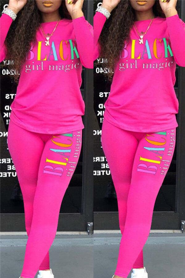 Fashion Casual Colorful Letter Print Two Pieces
