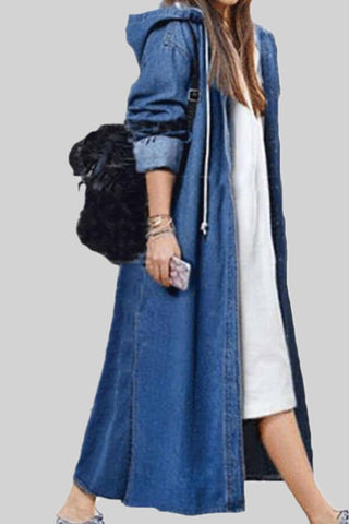 Fashion Casual Denim Long Coat
