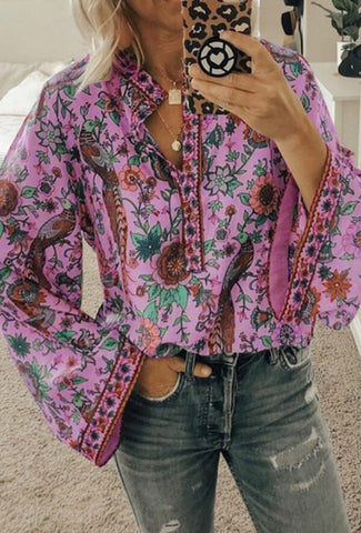 Fashion Casual Floral Print Blouse