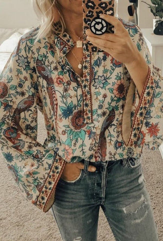 Fashion Casual Floral Print Blouse