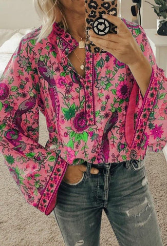 Fashion Casual Floral Print Blouse