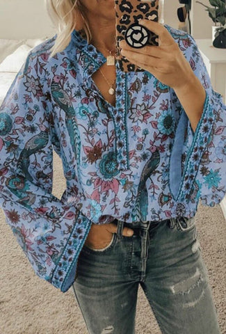 Fashion Casual Floral Print Blouse