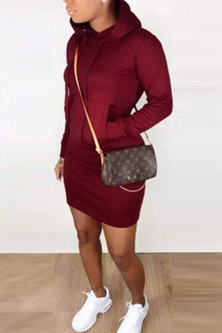 Fashion Casual Hood Pocket Dress