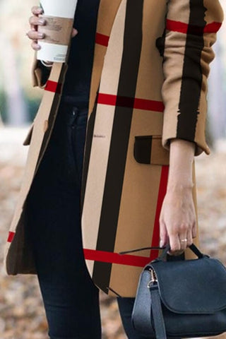 Fashion Casual Plaid OL Overcoat
