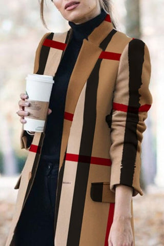 Fashion Casual Plaid OL Overcoat