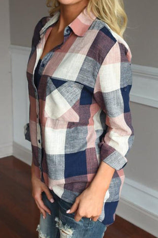 Fashion Casual Plaid Patchwork Shirt