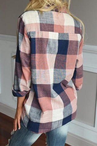 Fashion Casual Plaid Patchwork Shirt
