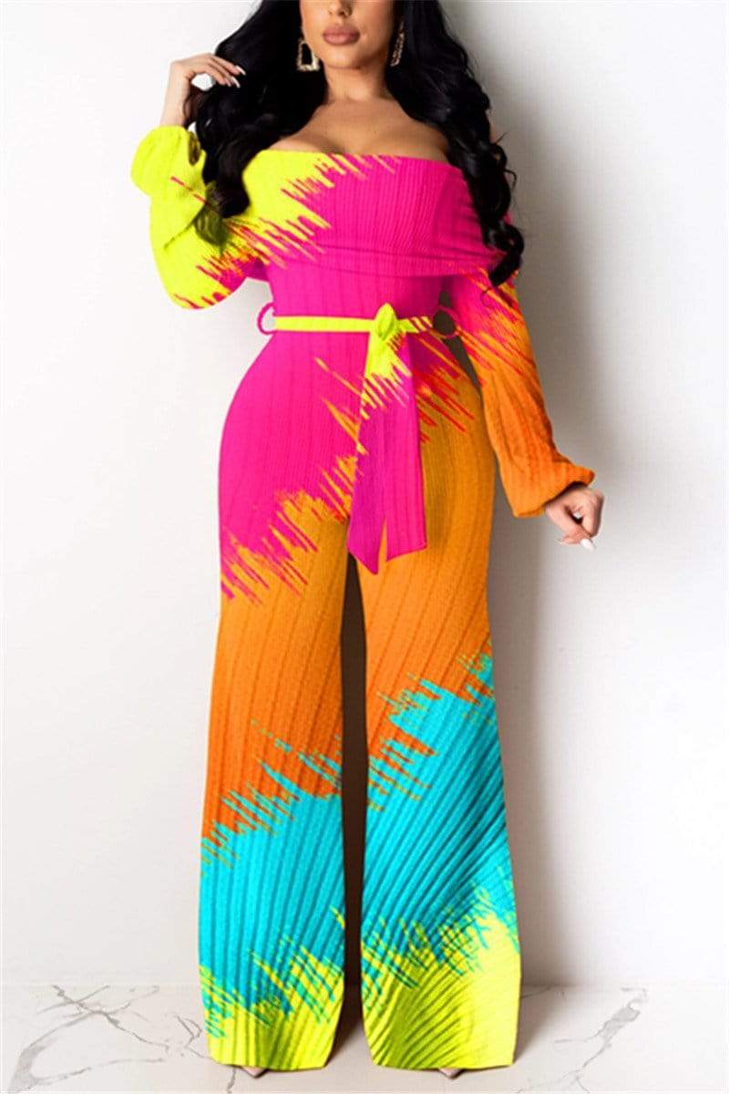 Fashion Casual Positioning Printing Jumpsuit