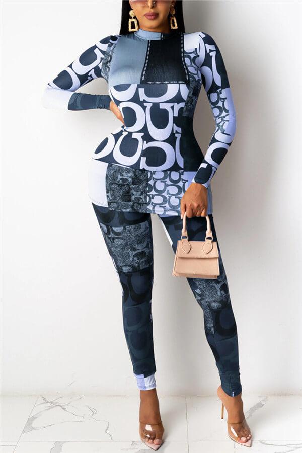 Fashion Casual Print High Resilience Two Pieces