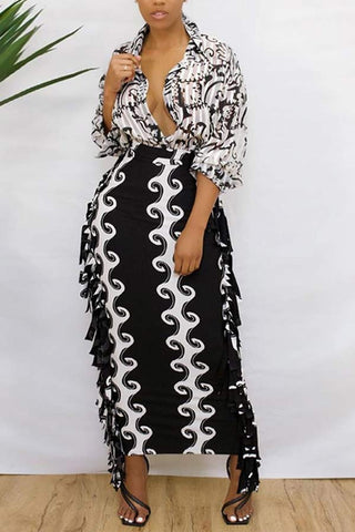 Fashion Elegant Abstract Print Skirt