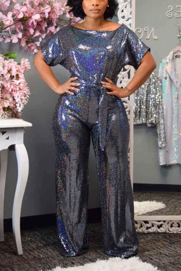 Fashion Elegant Laser Sequin Jumpsuit