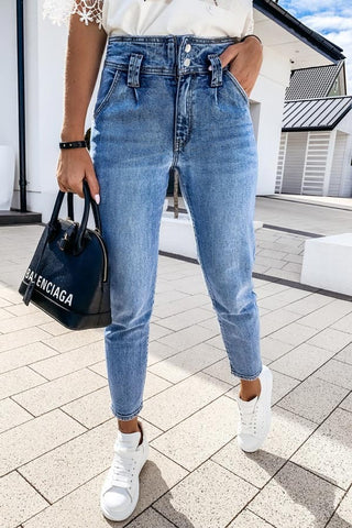 Fashion High Waist Denim Trousers