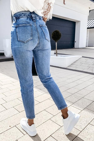 Fashion High Waist Denim Trousers