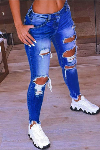 Fashion Holes Low Waist Jeans