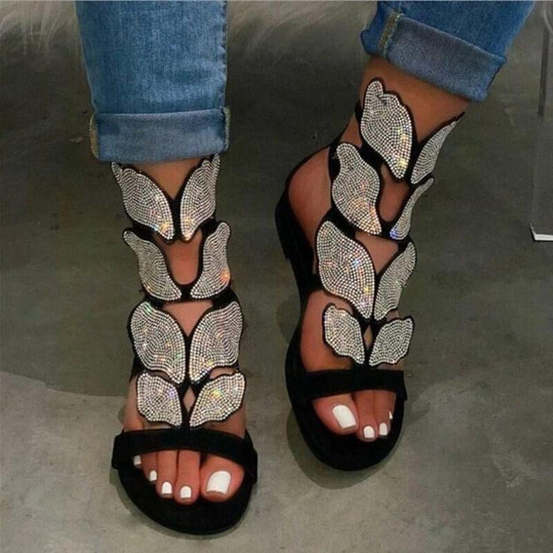 Fashion Hollowed Out Hot Drill Sandals