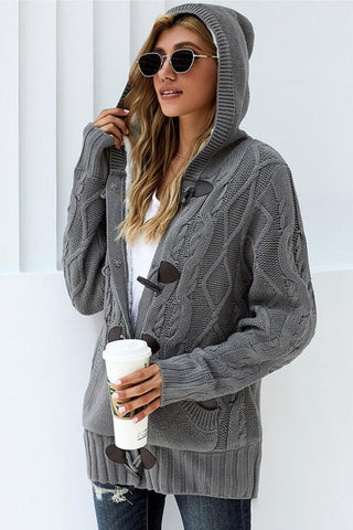 Fashion Hooded Knitting Sweater Coat