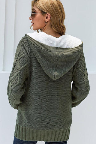 Fashion Hooded Knitting Sweater Coat