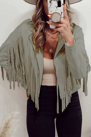 Fashion Lapel Fringe Short Jacket