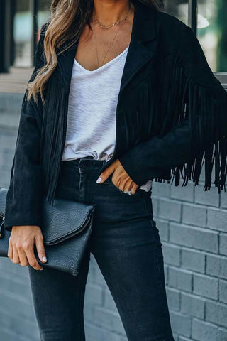 Fashion Lapel Fringe Short Jacket