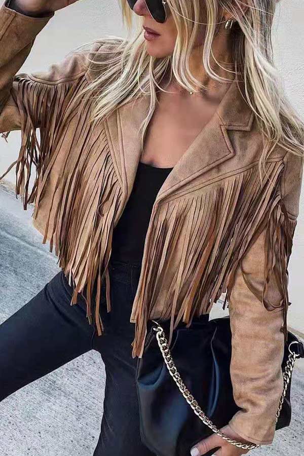 Fashion Lapel Fringe Short Jacket