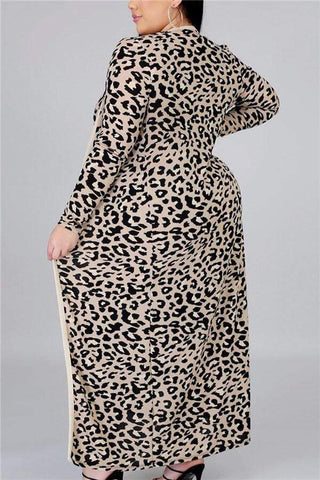 Fashion Leopard Print Plus Size Set (Without Belt)