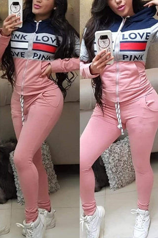 Fashion Letter Printing Zipper Two-piece
