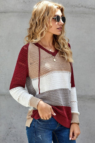 Fashion Patchwork Knitting Hoodie