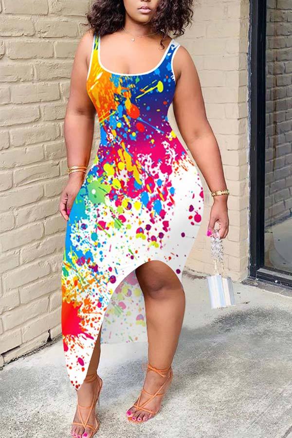 Fashion Personality Printed Sling Dress