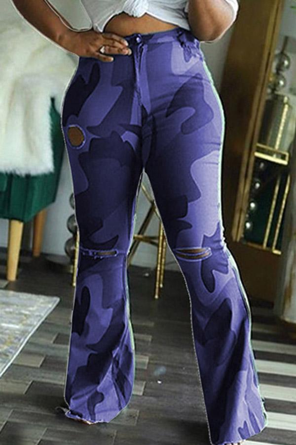 Fashion Plus Size Camouflage Print Trousers
