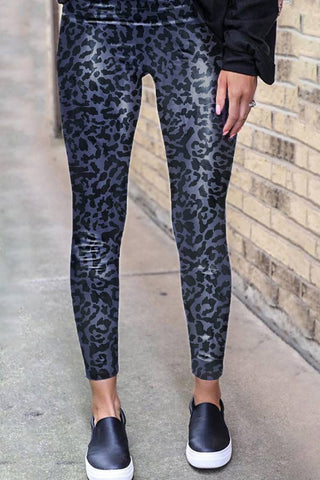 Fashion Printed Skinny Leather Pants