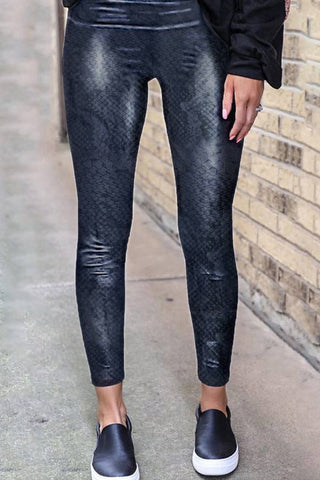 Fashion Printed Skinny Leather Pants