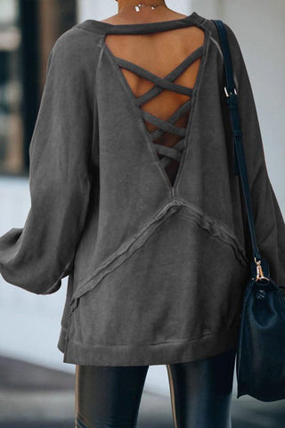 Fashion Round Neck Backless Loose Top