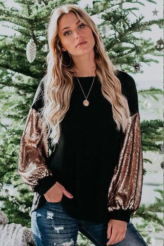 Fashion Sequin Stitching Loose Top