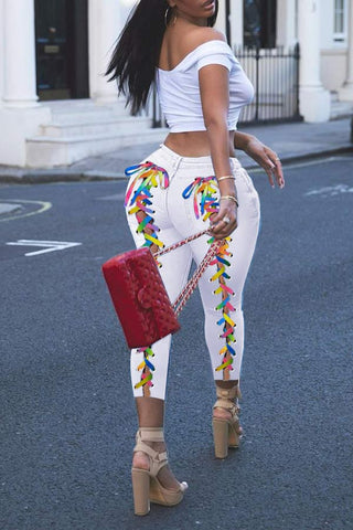 Fashion Sexy Colorful Lace-up Trousers