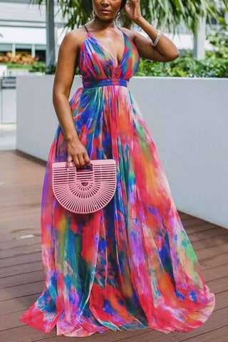 Fashion Sexy Digital Print Maxi Dress