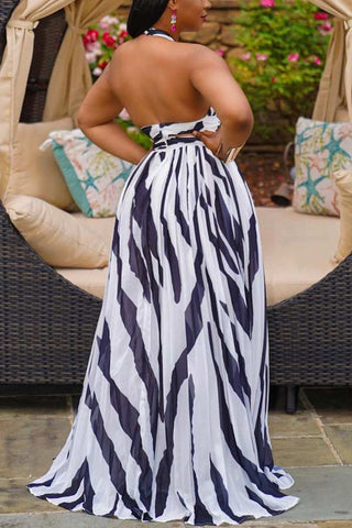 Fashion Sexy Halter Print Maxi Dress