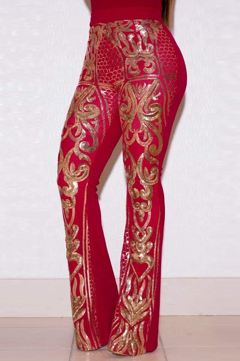 Fashion Sexy High Waist Sequined Trousers