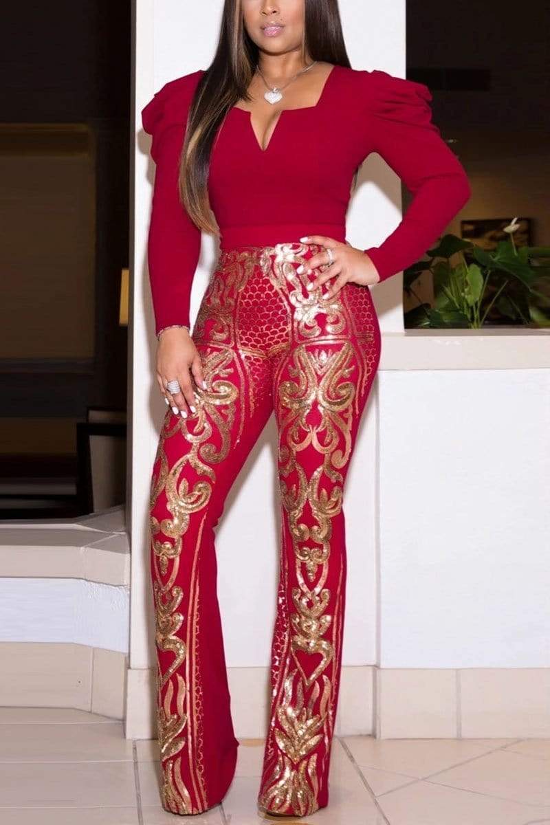 Fashion Sexy High Waist Sequined Trousers
