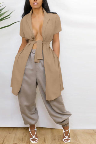 Fashion Sexy Lace-up Solid Color Blouse
